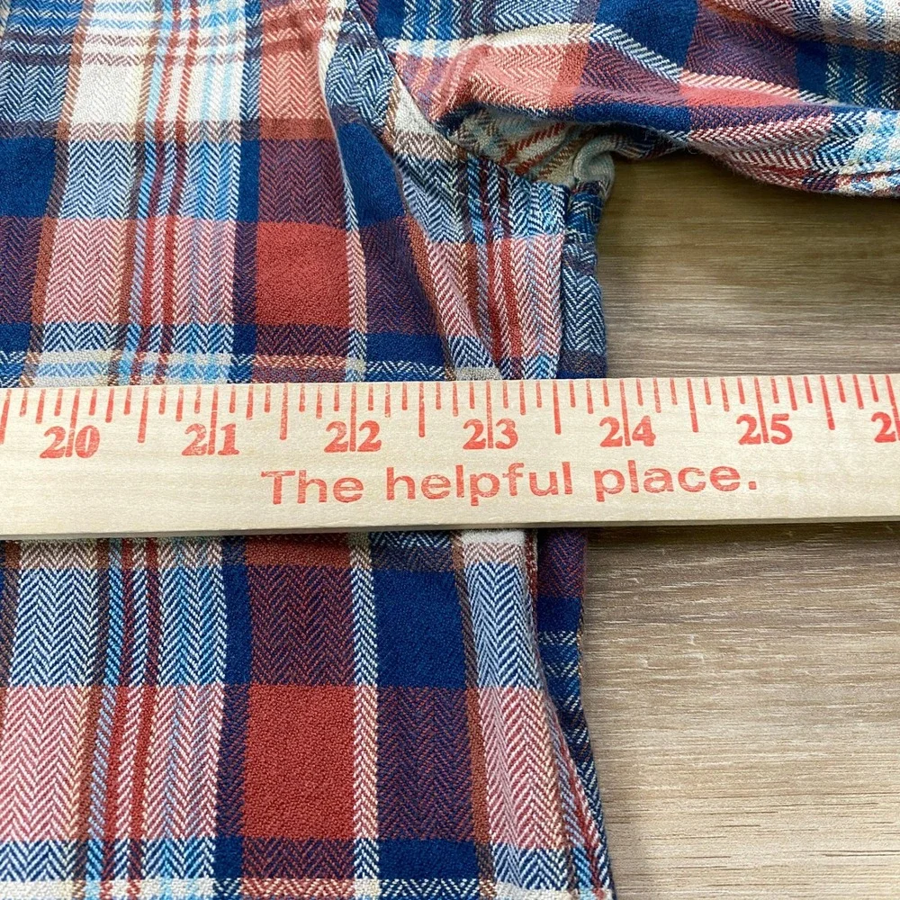 J. Crew Popover Shirt Mens XL Heritage Plaid Cotton Twill Red White Blue Regular